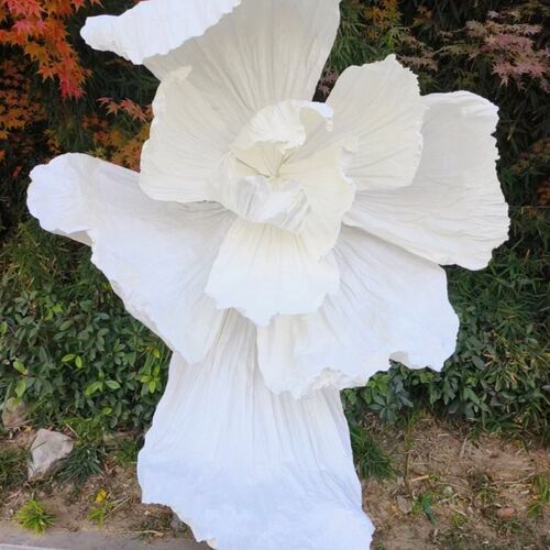 巨型美塑白色纸花大型婚礼婚庆花装饰手工褶皱纸艺花橱窗美陈花