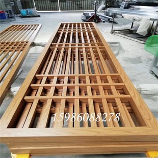 铝合金窗花挂落屏风铝格栅木纹花格隔断中式仿古门窗方通吊顶定制