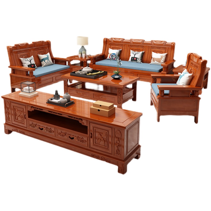 大户型沙发全实木沙发实木沙发椿木沙发客厅沙发村镇客厅沙发