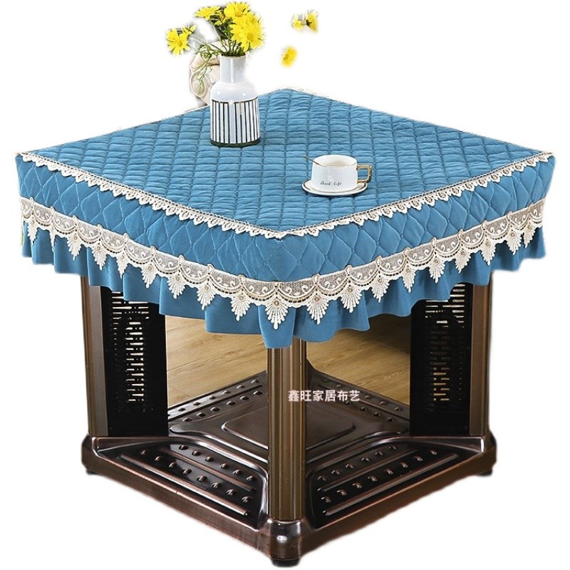 简约现代麻将机桌罩家用电炉罩正方形绒茶几罩加厚电取暖烤火罩