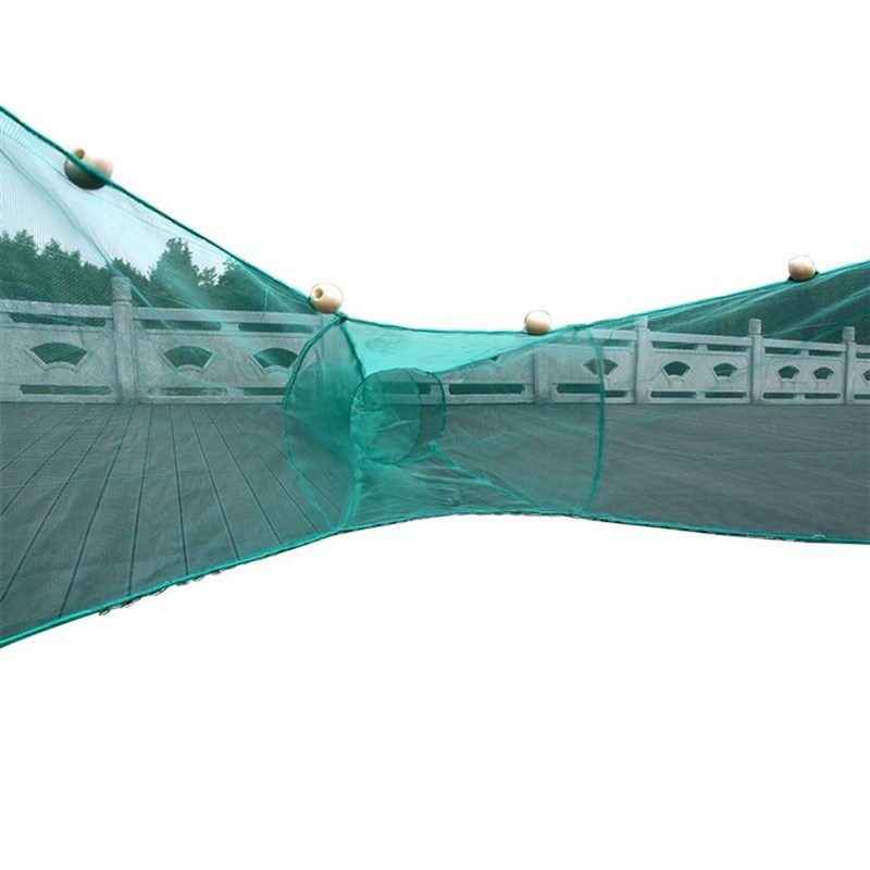 河道拦清塘网拖网倒刺捕鱼网拦鱼网捕鱼笼虾笼网八字网虎口网