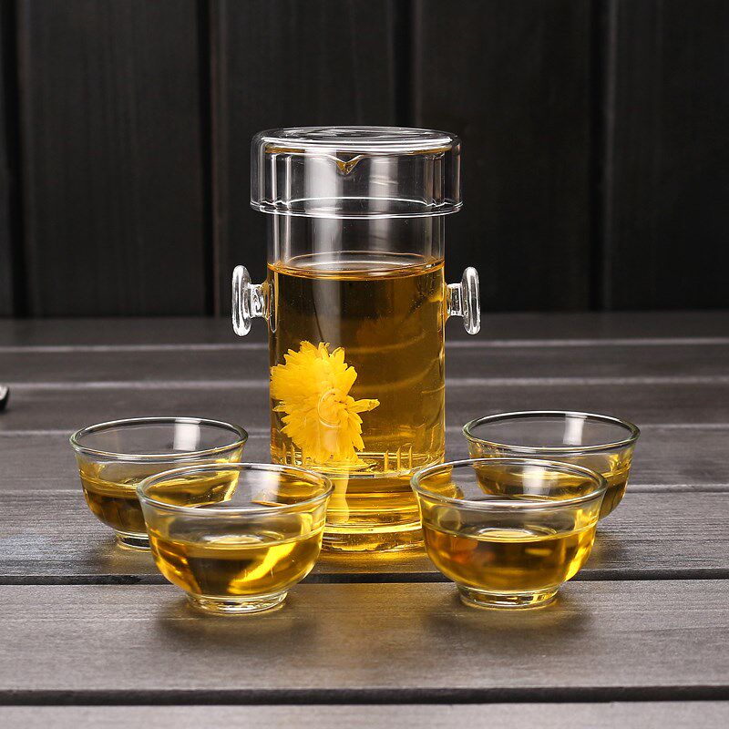 泡茶玻璃茶壶功夫普洱过滤茶水分离红双耳杯套装茶具家用单冲茶器