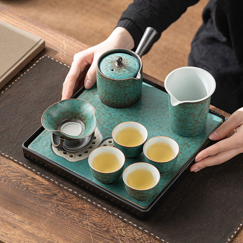 复古功夫茶具套装家用中式侧把壶茶杯茶盘礼盒办公室泡茶2024新款