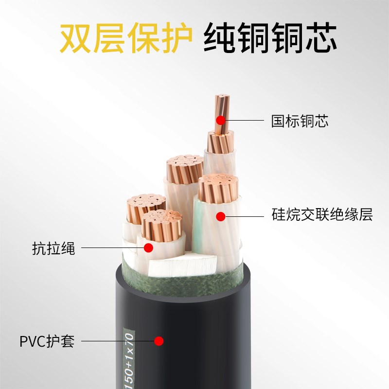 春潮国标yjv铜芯电缆线3//5芯x10/1//平方工程电线电桩铜线