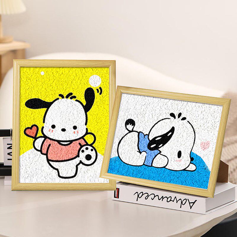 非遗纸浆画材料包diy手工数字油画卡通帕恰狗填色戳戳肌理画套装