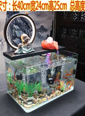 陶瓷玻璃鱼缸流水招财摆件开业礼品桌面办公室客厅室内装饰品