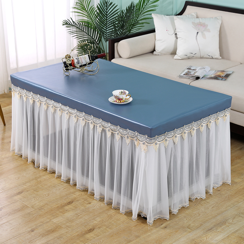 垂纱茶几加厚皮罩防水防油防尘罩纯色长方形烤火桌罩免洗电炉罩