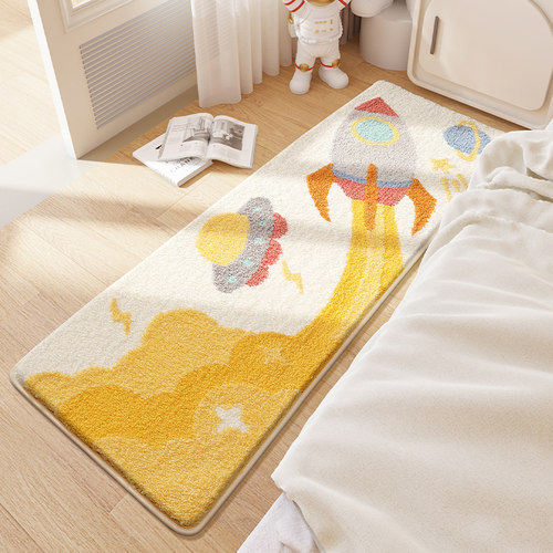 卧室长条床边毯儿童房间卡通可爱地毯茶几耐脏地垫加厚绒毛毯子