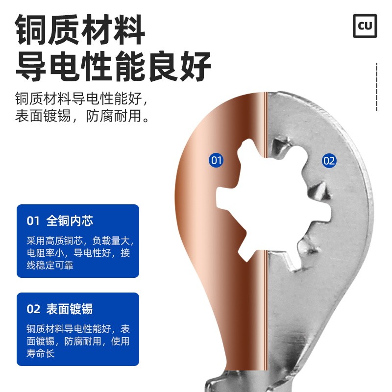 OT梅花圆型冷压接线端子OT3.2/.2/5.2锯齿形接地片压接环 1000只