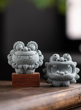 创意可爱小狮子卡通茶宠茶玩摆件国潮风狮爷笔架鱼缸造景桌面装饰