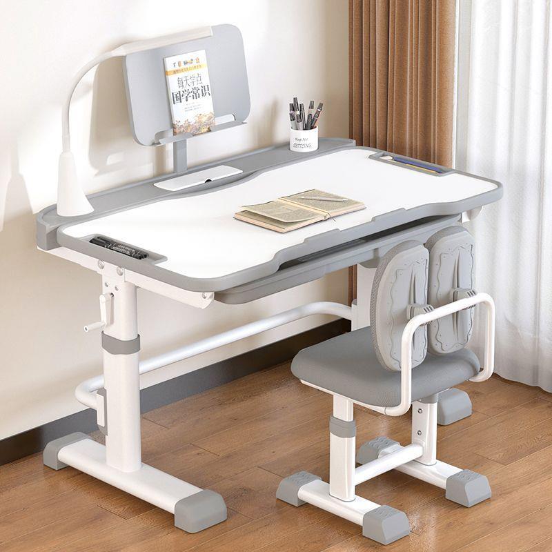 新款学习桌儿童书桌椅套装家用学生课桌手摇升降写字桌床边桌加厚