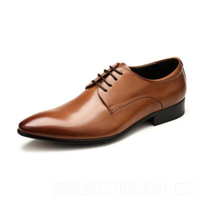 正品季新款皮鞋男尖头鞋商务正装英伦风鞋时尚潮流系带男鞋修身婚