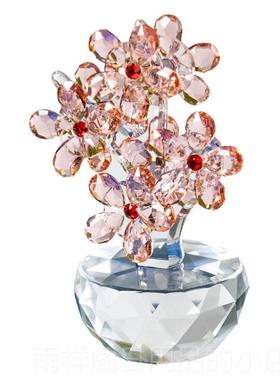 正品特价新品水晶家关梅花摆件 饰办公室居客厅玄橱窗装花花艺摆