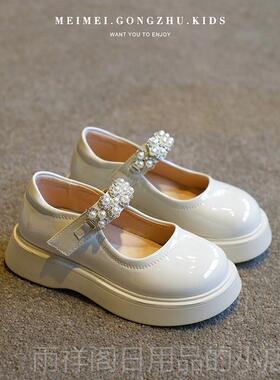 正品黑色女童鞋皮鞋2025春秋季新款小女孩公童主单鞋J玛丽K珍儿演