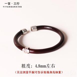 正品92格5纯银桑花不鸡血藤镯女手炼男西藏情侣款饰品木学生礼物