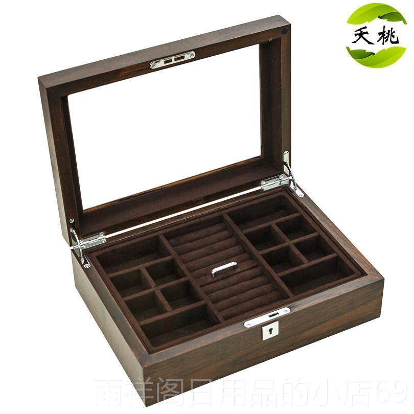 正品榆夭桃（饰品）俄罗斯盒木纯实木质制天窗首饰盒藏珠宝收收纳