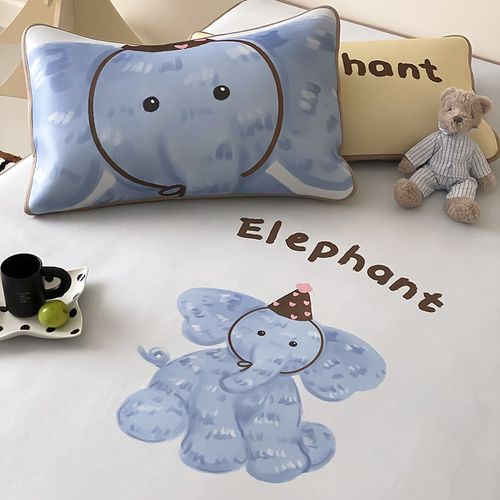 卡通风夏季冰藤凉席三件套可爱小象床笠款可水洗1.8m空调软席1.5m