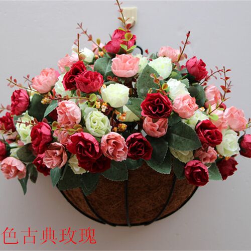 欧式墙壁挂花篮套装仿真花挂壁花卉挂墙壁花篮挂篮假花装饰花艺
