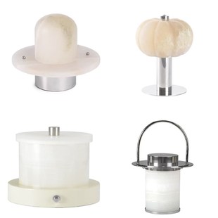 极简现代样板间软装 床头柜氛围小夜灯天然云石触摸三色无线台灯