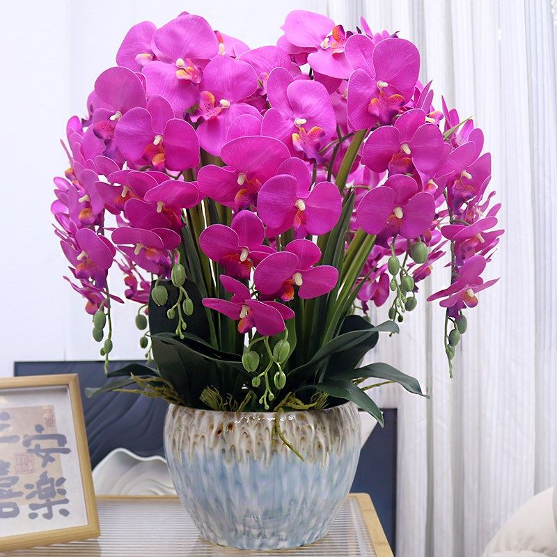 特大号手感pu蝴蝶兰仿真花客厅装饰花电视柜玄关假花公司前台摆设