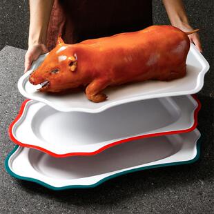 密胺商用餐具烤乳猪盘子餐厅酒店专用仿瓷餐盘菜盘饭店异形盘摆盘