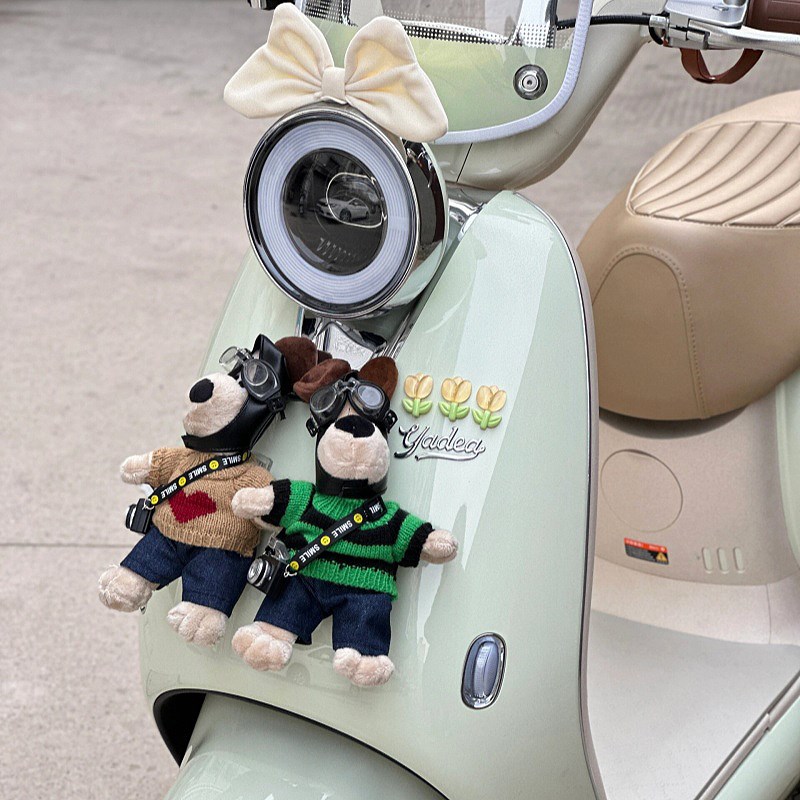 可爱掌门狗电动车装饰小配件车头尾部装饰玩偶公仔女创意配饰车贴
