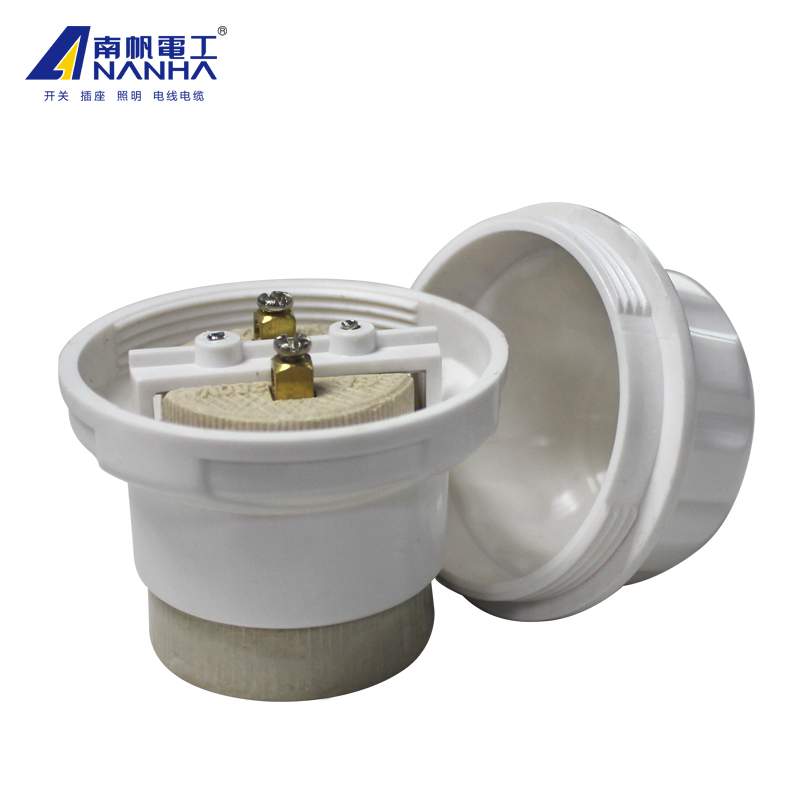 南帆陶瓷灯头E27悬吊式螺口灯头瓷灯座耐高温养殖场保温取暖灯头