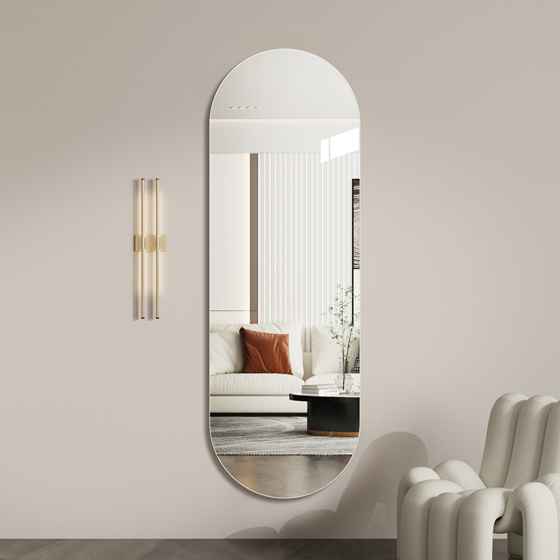 全身穿衣镜子贴墙自粘入户免打孔壁挂式防爆试衣镜家用无框挂墙