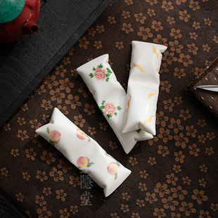 圭隐堂创意手工白瓷茶壶盖置茶枕家用书房笔搁笔架功夫茶道零配件