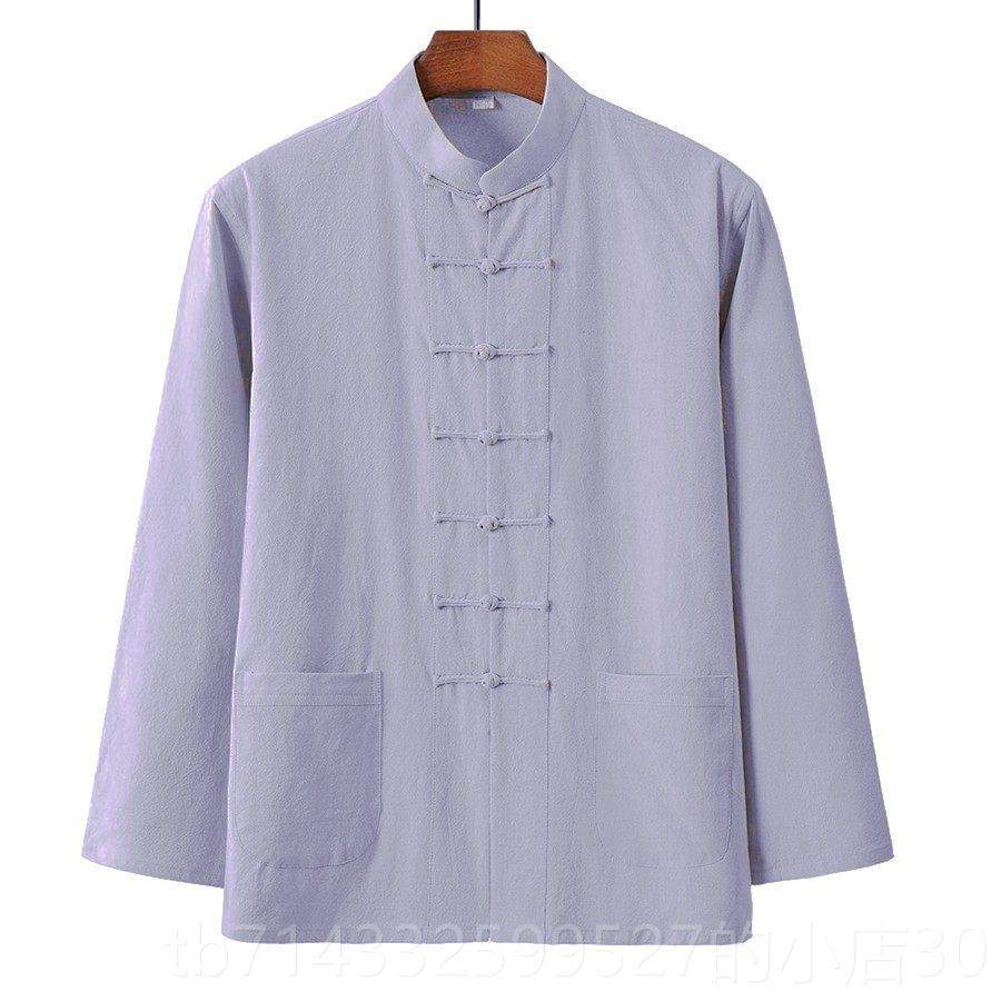 高档中祥唐国风棉男麻中老年唐装士长袖上衣中瑞式衬衣复古青年居,男装,唐装,淘宝优惠券,粉丝福利购,淘宝优惠卷