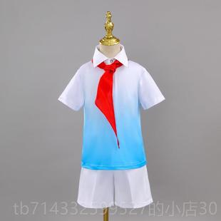 高档红船起航儿童中学生演出服小领巾国庆合唱服红舞服蓬蹈蓬裙表