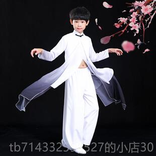 高档典男女表演服装、典雅式太极古舞服中装墨、舞剑青年强扇舞服