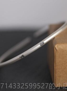 高档良言纯银足子银999细实心手镯君慎级独国风物情侣手环小礼众