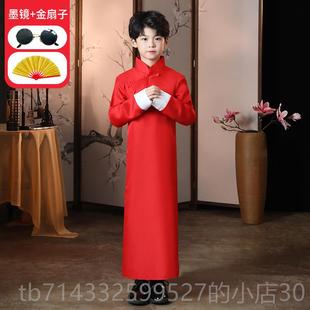 高档相声大褂儿童长演服快板服装说书人演同款三句半马褂衫六出一