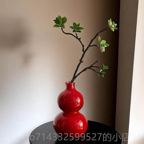 高档中式葫芦陶瓷新花瓶乔摆件客厅插花高级感复古创意红花器迁送