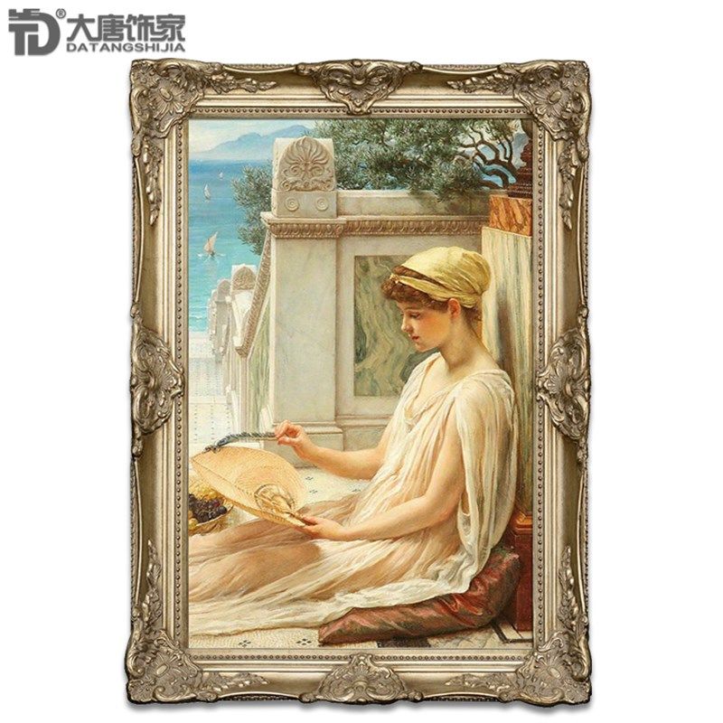 手绘古典人物油画 客厅挂画 欧式玄关装饰画 波因特-在露台上N220
