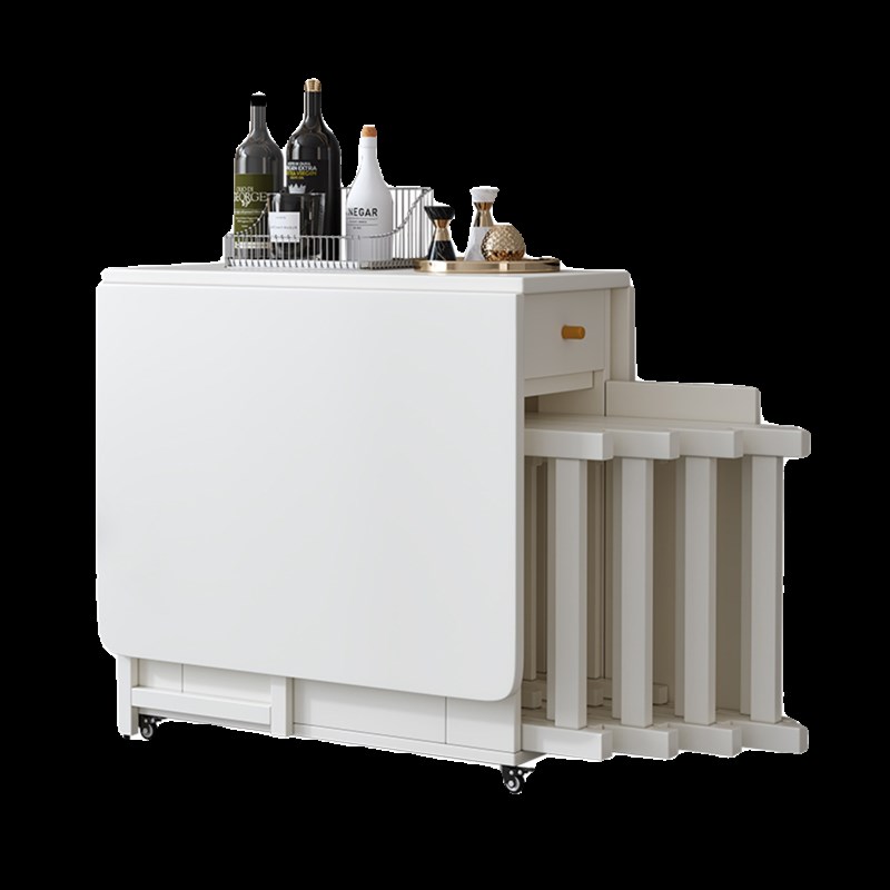 奶油风小户型折叠餐桌家用长方形现代简约简易多功能可伸缩吃饭桌