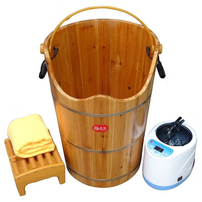 康悦蒸汽熏蒸桶加热恒温坐蒸泡脚足浴盆木头小腿按摩家用汗蒸U型