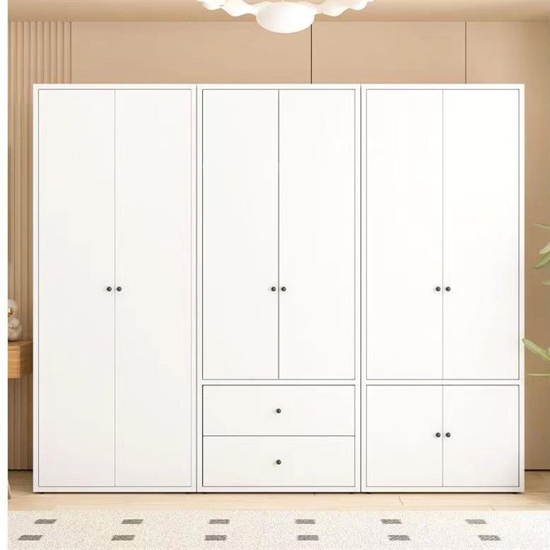 家用卧室铁皮衣柜简约组装小户型出租屋带抽屉铁艺多功能衣橱