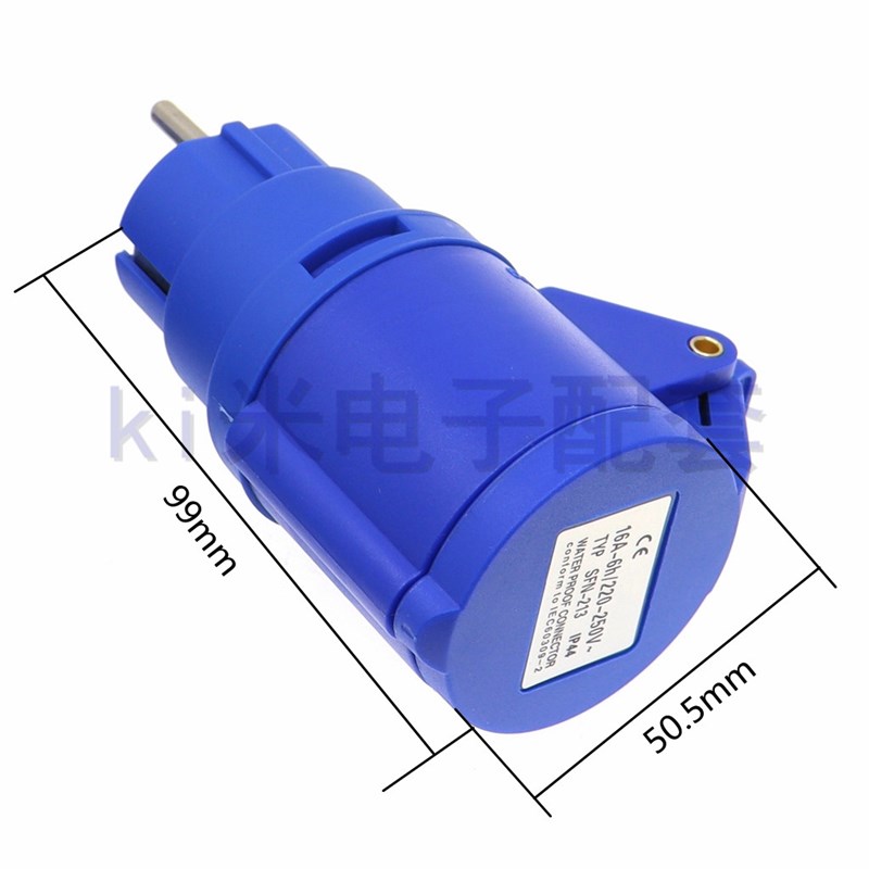 工业蓝色转换头连接线1延长线IEC309 31P转欧规CEE7/3 1