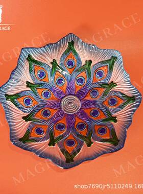 MAGRACE HOME孔雀玻璃果盘2款家居客厅创意艺术餐桌装饰果盘