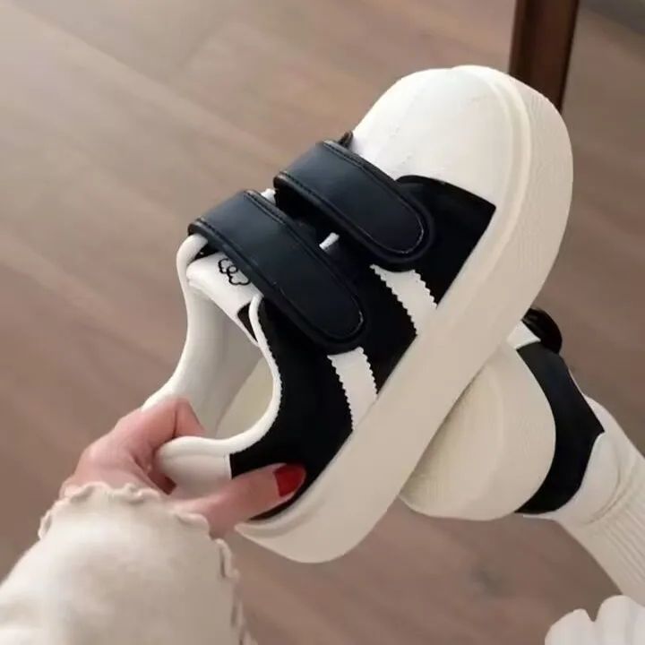 韩系贝壳魔术贴厚底增高小白鞋