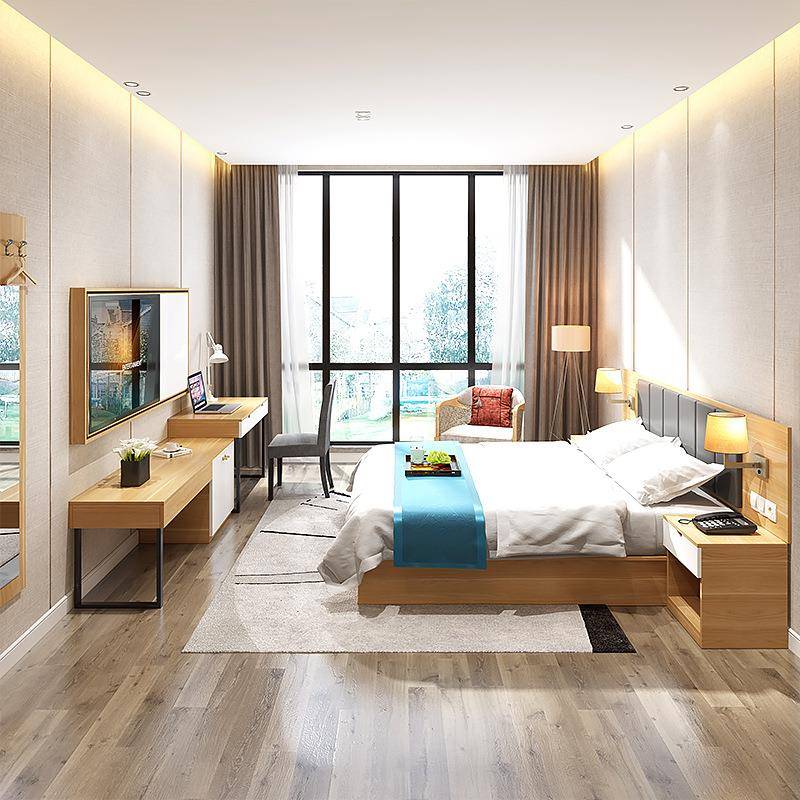 酒店床家具宾馆标间全套民宿公寓客房家具床双人专业标间客人房