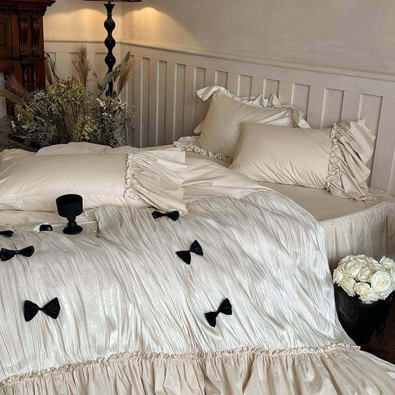 云霓奶芙︱法式浪漫公主磨毛秋冬四件套纯棉小众重工床裙被套