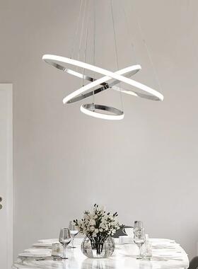 镀铬现代LED吊灯，餐厅，客厅lampadario moderno光泽3/2/1圆环吊