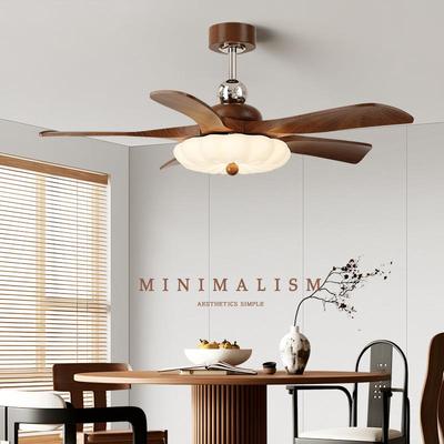 客厅风扇灯法式复古2025新款大风力卧室灯中古风护眼餐厅吊扇灯