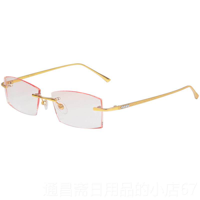高档配无镜框纯档钛钻石切边视成品眼镜近防辐射防蓝光包k金眼架