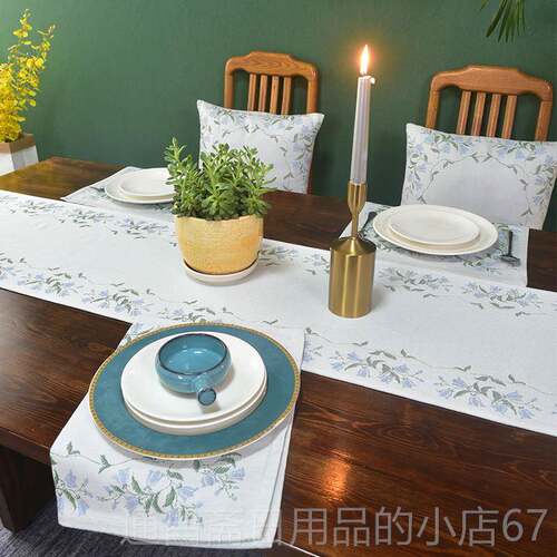 高档Ieke典lund 欧式素雅桌旗 简约ns风桌垫茶几布电视柜餐边柜瑞