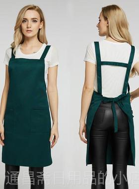 高档围裙定美制lo甲goH抱婴袋咖啡型奶茶店工作服烘焙广告围兜刺