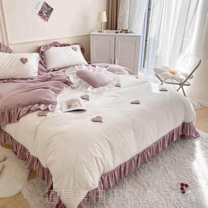 高档少女心件公主床上四件套斜纹纯棉床被床裙全棉套夏季网红ins